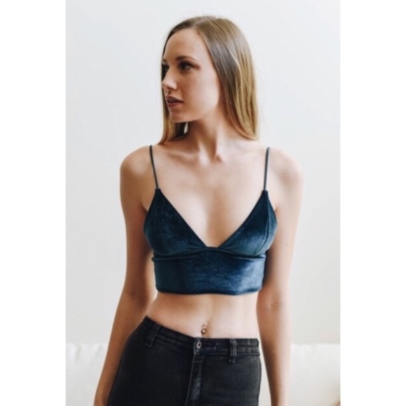 Teal velvet bralette - Picture 2 of 4